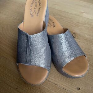 Kork-Ease Silver Slide Platform Sandals